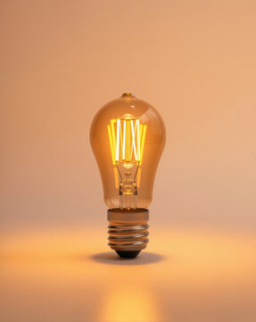Brennende LED Edison Gl&uuml;hbirne stehend isoliert