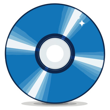 Blue CD Compact Disc Flat Vector Illustration Template