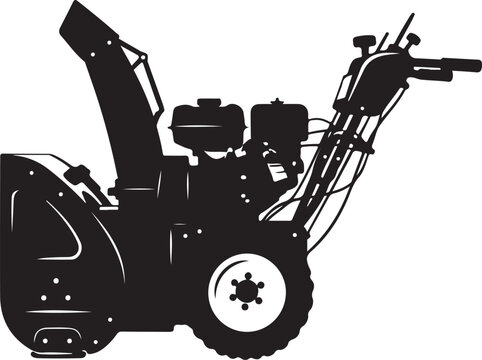 Snow blower, snow thrower, winter equipment, black silhouette, vector icon