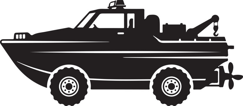 Amphibious vehicle, boat on wheels, off-road transport, 4x4 amphibious