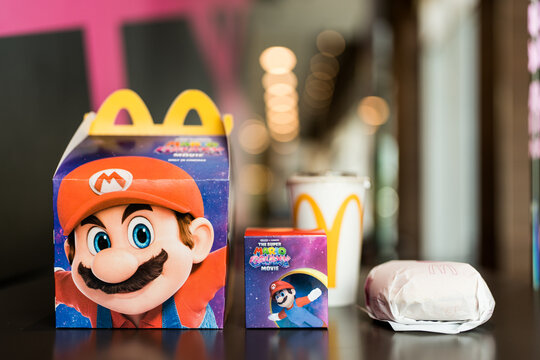 Bangkok, Thailand - April 3, 2026 : McDonald's Happy Meal The Super Mario Galaxy Movie, featuring 12 collectible characters