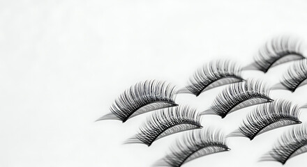 Set of false eyelashes isolated on white background