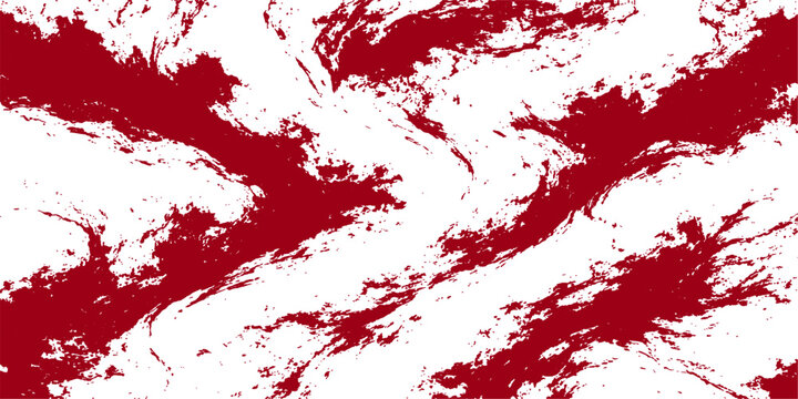 Red grunge background featuring artistic ink splatters and watercolor paint splashes in a textured red design with decorative vector stains and a dirty spray pattern