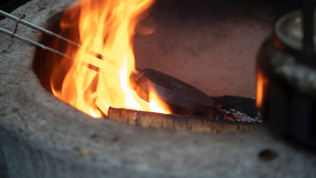 wood burning in a fireplace