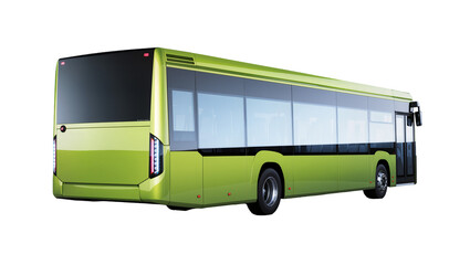 Modern lime green bus with tinted windows, isolated on transparent background © Nicolae