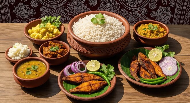 pohela boishakh bengali new year food table setup