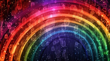 Obraz premium Vibrant abstract rainbow with glowing digital effects