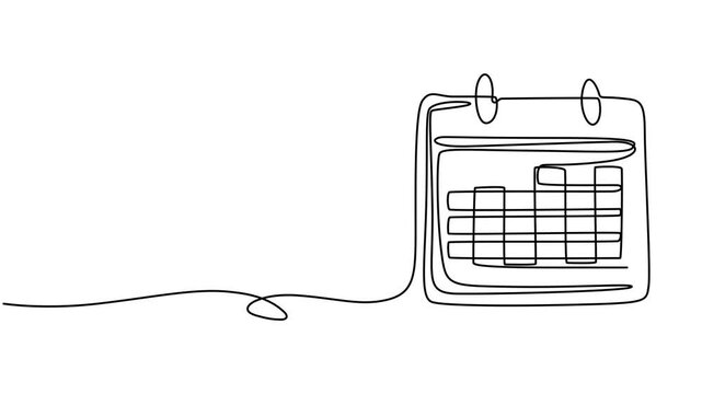 calendar continuous one line drawing animation, Animated desk calendar continuous one line drawing, Animation of one line drawing of calendar, memorable date, holiday, day of the week and weekend.