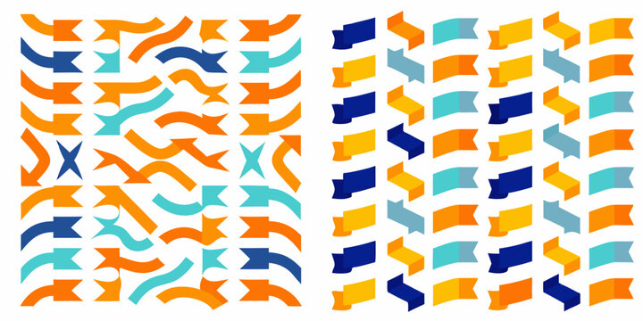 Abstract pattern of colorful angled flags arranged in vertical columns