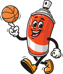 Cartoon spray paint mascot playing basketball © Magic Pen