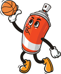 Cartoon spray paint mascot playing slam dunk basketball © Magic Pen