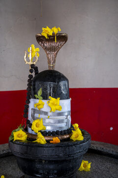 Maheswarnath Mandir hindu temple, Triolet, MauritiusLingam murthi with flower offerings