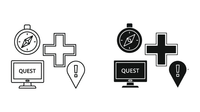 Contrast between traditional and modern digital quest interfaces with navigation tools