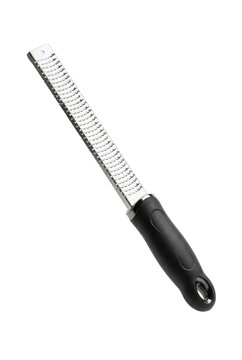 Stainless steel zester grater with black ergonomic handle