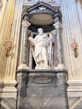 Statue of Apostle Saint Simon the Zealot in Archbasilica of Saint John Lateran, Rome, Italy