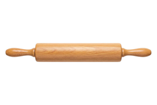 Classic wooden rolling pin isolated on black background