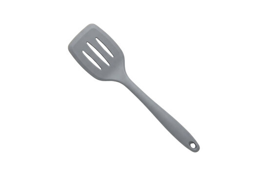Grey silicone slotted turner spatula for non stick cookware