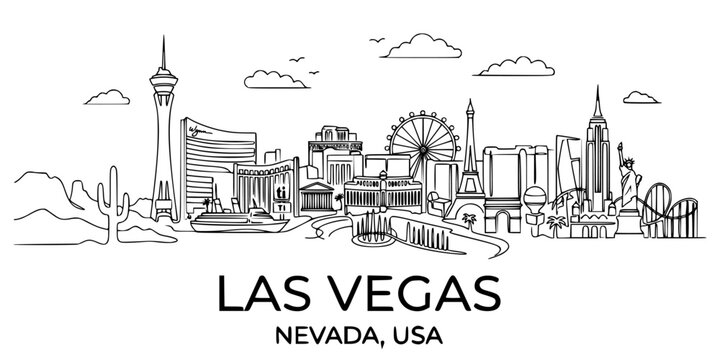 Las Vegas Nevada skyline vector line art illustration united states city urban cityscape panorama