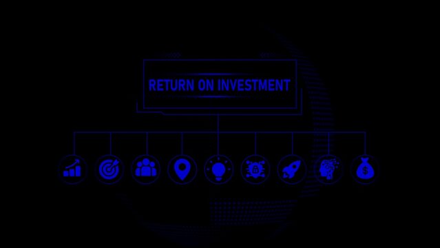 Blue return on investment silhouette with finance business