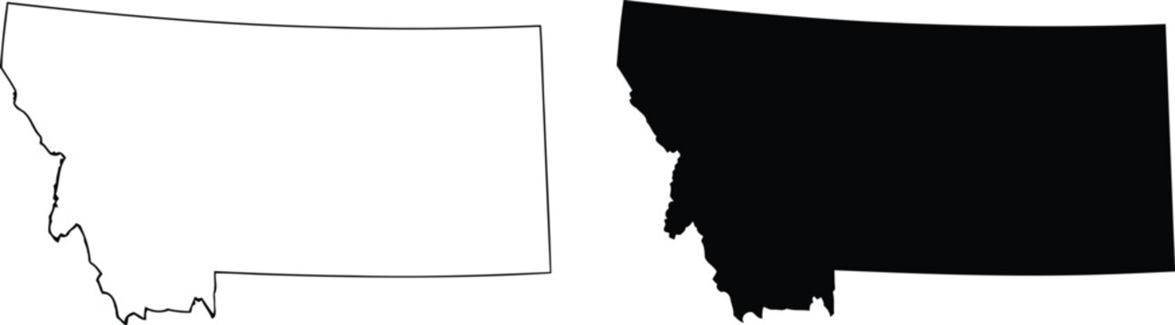 Contrast of oregon and montana us state outlines in black and white Vector