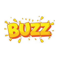 Yellow comic style buzz word text effect with explosion elements isolated on white background © Fahad
