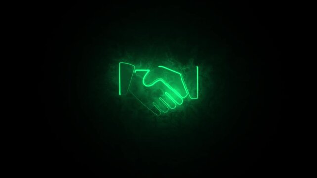 Neon line Creative handshake design displays unity and collaboration. Symbol of handshake, agreement business contract concept. handshake icon finance 