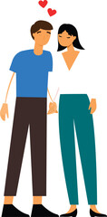Fototapeta premium Flat vector couple illustration, young couple standing together, modern people character design, relationship concept illustration