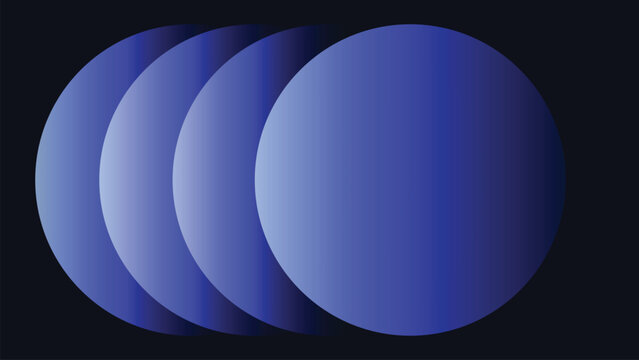 Elegant dark blue gradient circles with glowing neon light rings, abstract futuristic background for banner, presentation, poster and web design