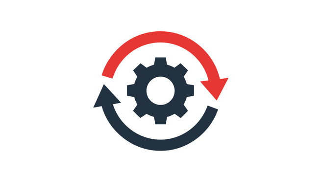 Gear with rotating arrows symbol.