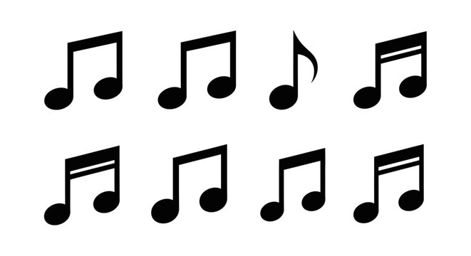 Musical Notes Collection on White Background