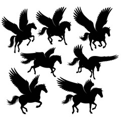 Obraz premium Mythical Pegasus Horse Silhouettes Collection - Flying Creature Art