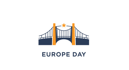 Fototapeta premium Europe Day bridge icon logo symbol.