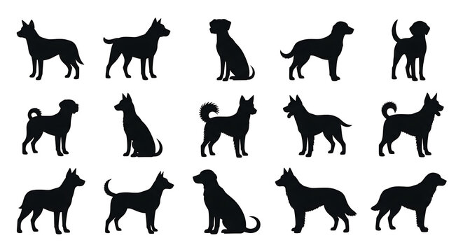 Minimalist dog breed silhouettes vector bundle for logo design