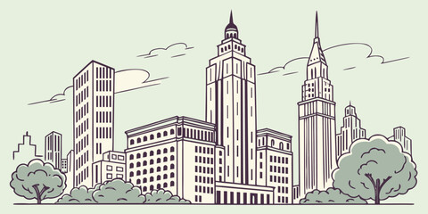 Obraz premium Modern generic global city skyline, flat design vector