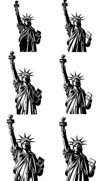 Statue of Liberty Silhouette Pattern - Iconic American Landmark Vector Art