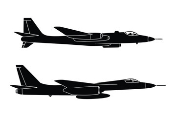 Two military jet fighter silhouettes flying with air force © Sadek