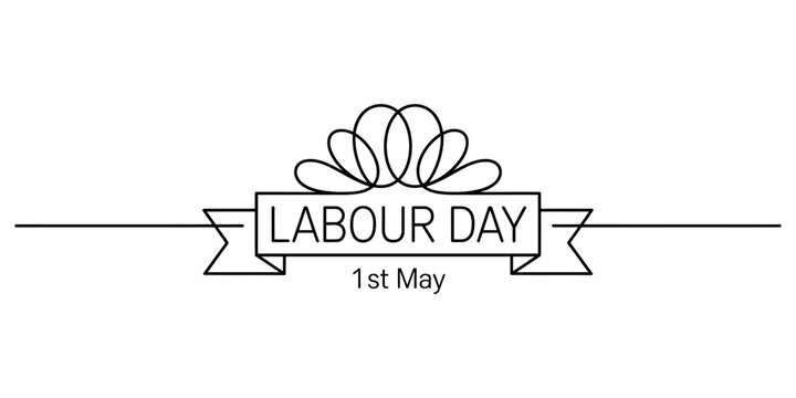 A minimalist black and white line art graphic design celebrating international labour day event Vector, illustration