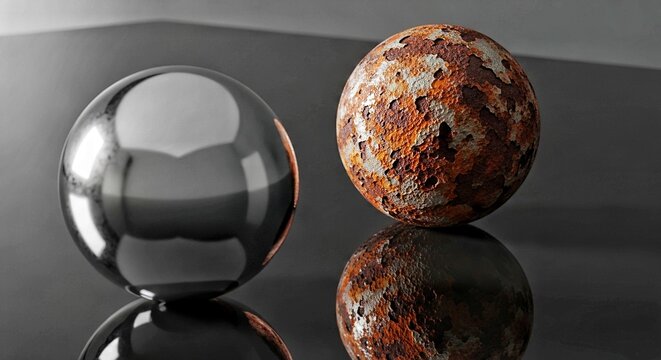 Time and Decay: New Metal vs. Rusty Sphere