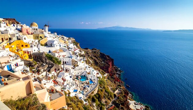 Santorinis Stunning Cliffside Village - A Mediterranean Paradise in Greece.