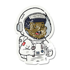 Fototapeta premium Cartoon illustration of an astronaut with a green textured face inside a white space suit