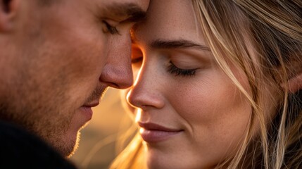 Naklejka premium Capturing an intimate moment between two lovers at sunset
