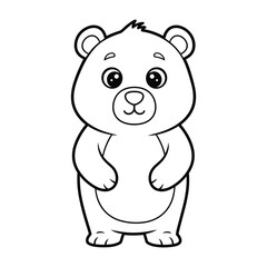Obraz premium Cute cartoon baby bear line art illustration for children's coloring book page