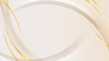 Naklejka premium Abstract Golden Curves on Soft Cream. Modern and airy design elements for digital wallpapers, social media backdrops, and luxury gift vouchers.