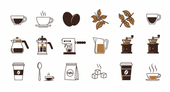 Coffee Beans Cups and Mugs.