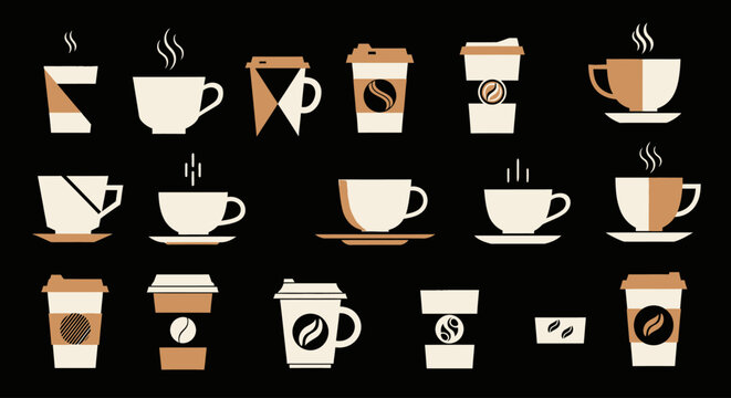 Collection of various coffee cups.
