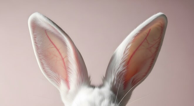 Close up of a rabbit's ears showing delicate veins and soft fur