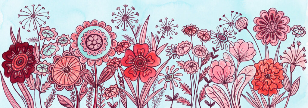 A delicate floral design in the Zen art or doodling style for your profile cover