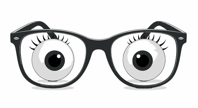 Funny cartoon glasses with big eyes.