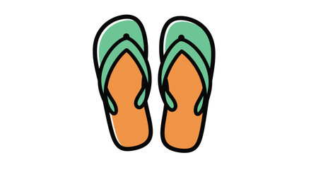 Fototapeta premium Green and orange flip flops.