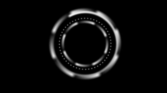 Futuristic HUD Circular Interface with Rotating Glowing Ring on Dark Background Seamless Loop
